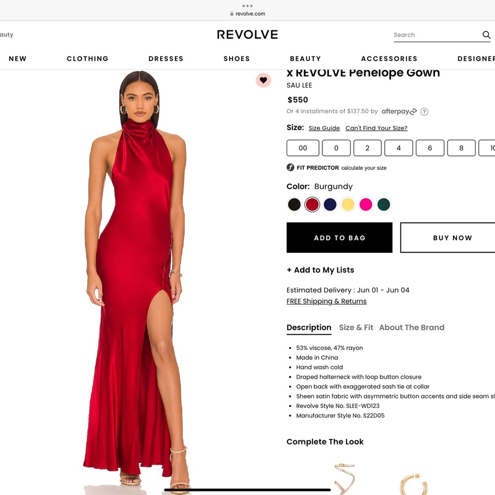 Red Penelope Gown - Size 2 worn once